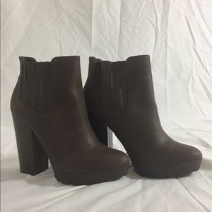 High heeled brown boots!